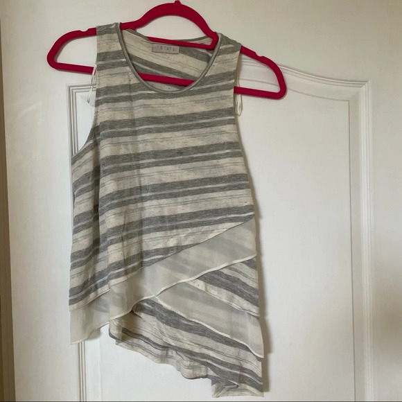 1. State Asymmetrical Tiered Striped Tank Top - Picture 1 of 3